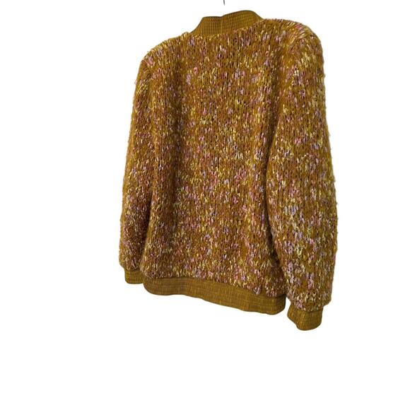 VINTAGE 80S ADOLFO SPORT MOHAIR RIBBION RAINBOW OVERSIZE CARDIGAN JACKET SZ M - Picture 2 of 6